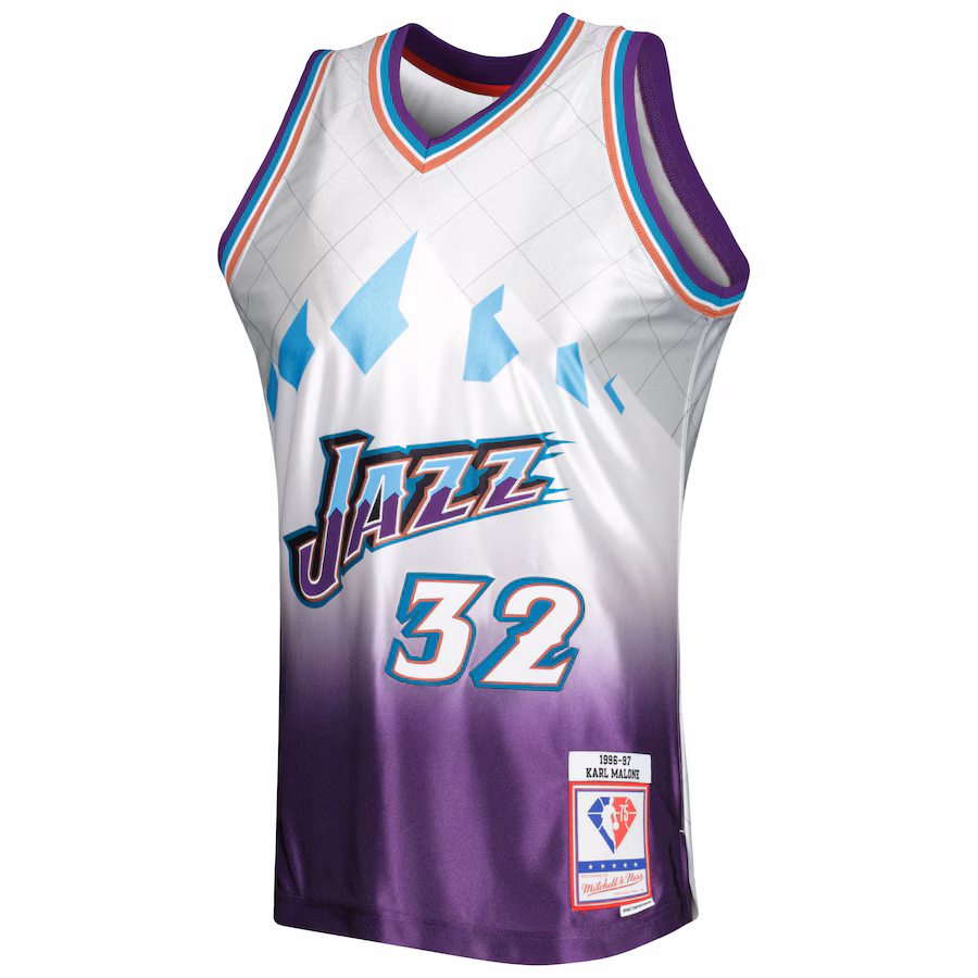 Karl Malone Utah Jazz 1996/97 Édition Classique du 75e Anniversaire, Blanc