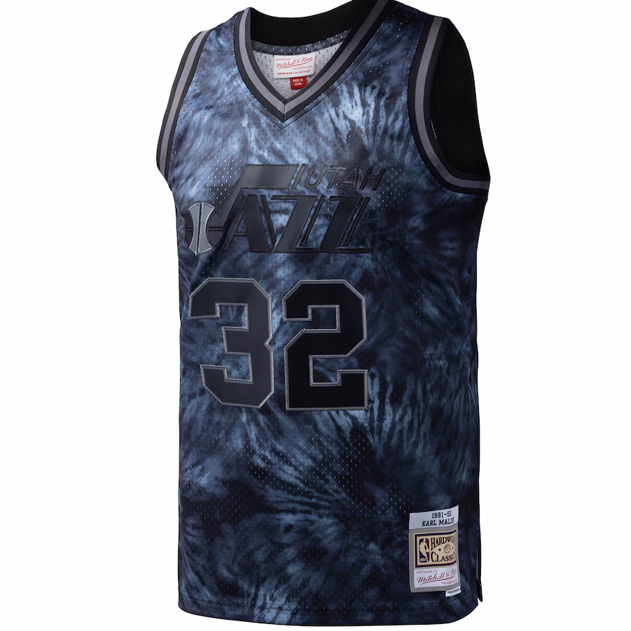 Karl Malone, Utah Jazz, 1991/92 Tejido en Tinte, Negro